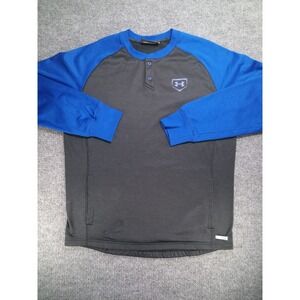 Under Armour Men's Medium Baseball Pullover Black Blue Long Sleeve Henley